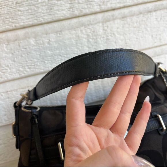 COACH Signature Black Brown Chelsea Hobo Kristin Shoulder Bag Baguette 17834 - Picture 5 of 11